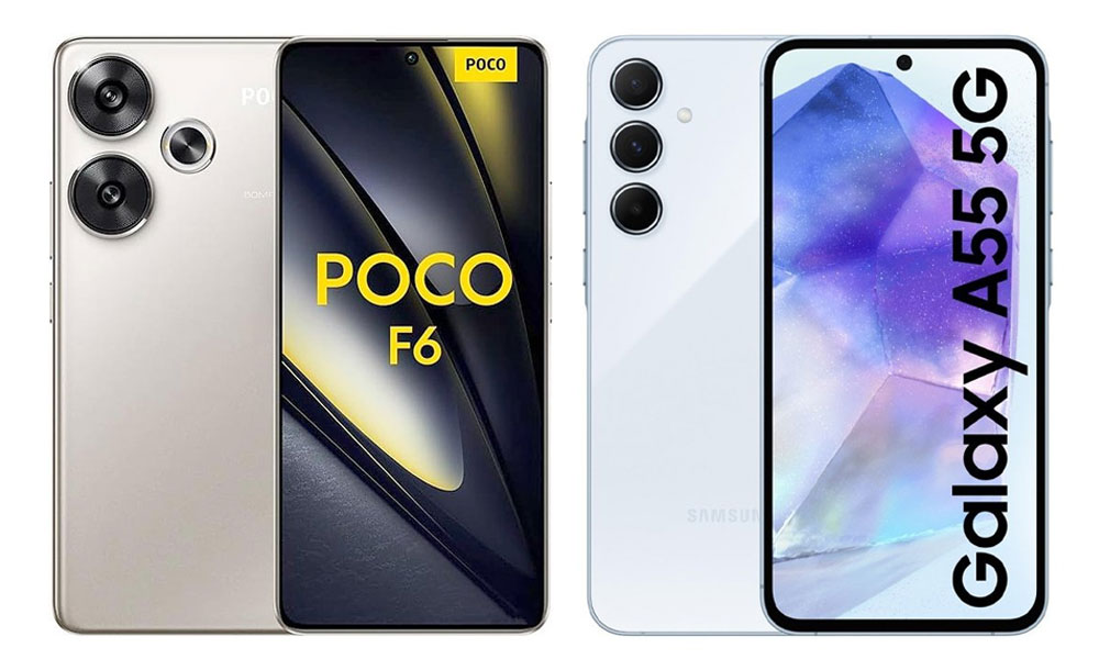 مقایسه گوشی پوکو اف 6 و ای 55 سامسونگ | Poco F6 VS A55 آترامارت