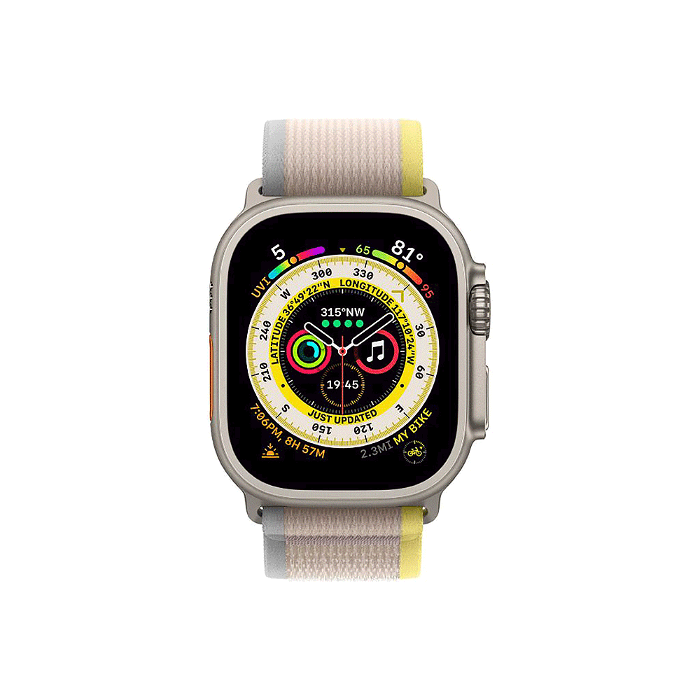 Apple Watch Ultra 49mm Titanium Case with Yellow/Beige Trail Loop