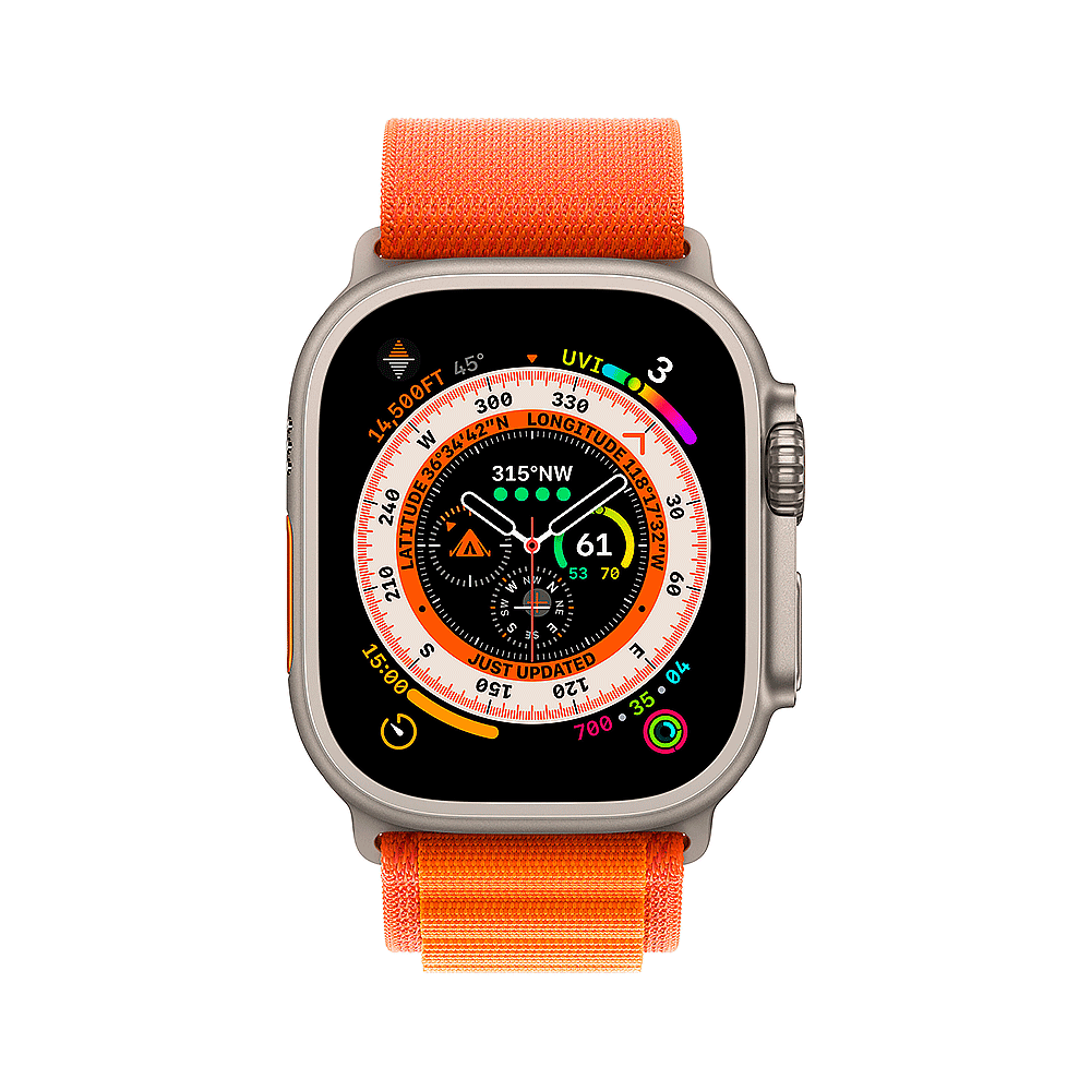 Apple Watch Ultra 49mm Titanium Case With Orange Alpine Loop