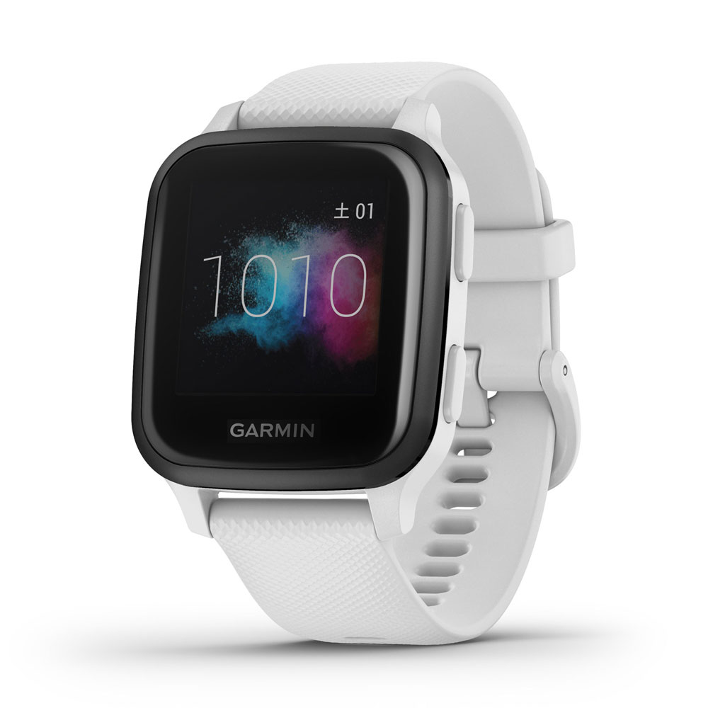 Garmin Venu Sq Music Edition Slate Aluminum Bezel with White Case and Silicone Band 010-02293-18