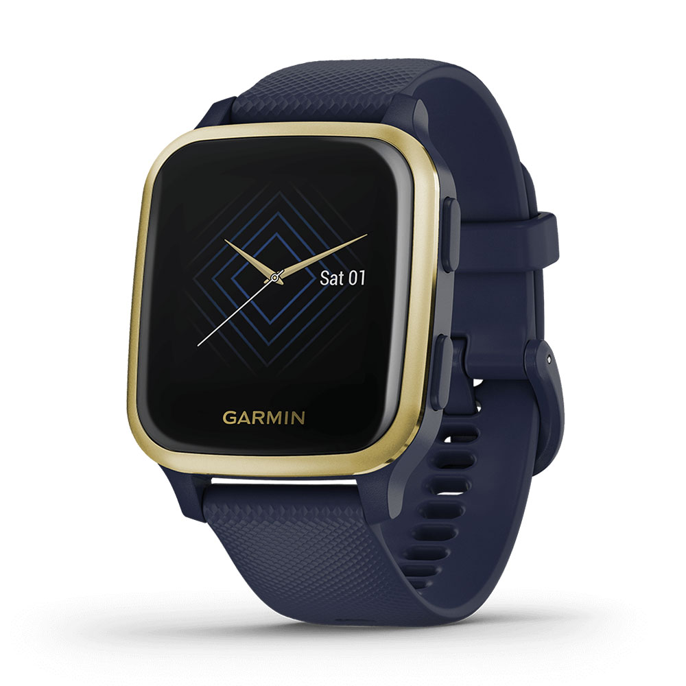 Garmin Venu Sq Music Edition Light Gold Aluminium Bezel with Navy Case and Silicone Band 010-02426-12