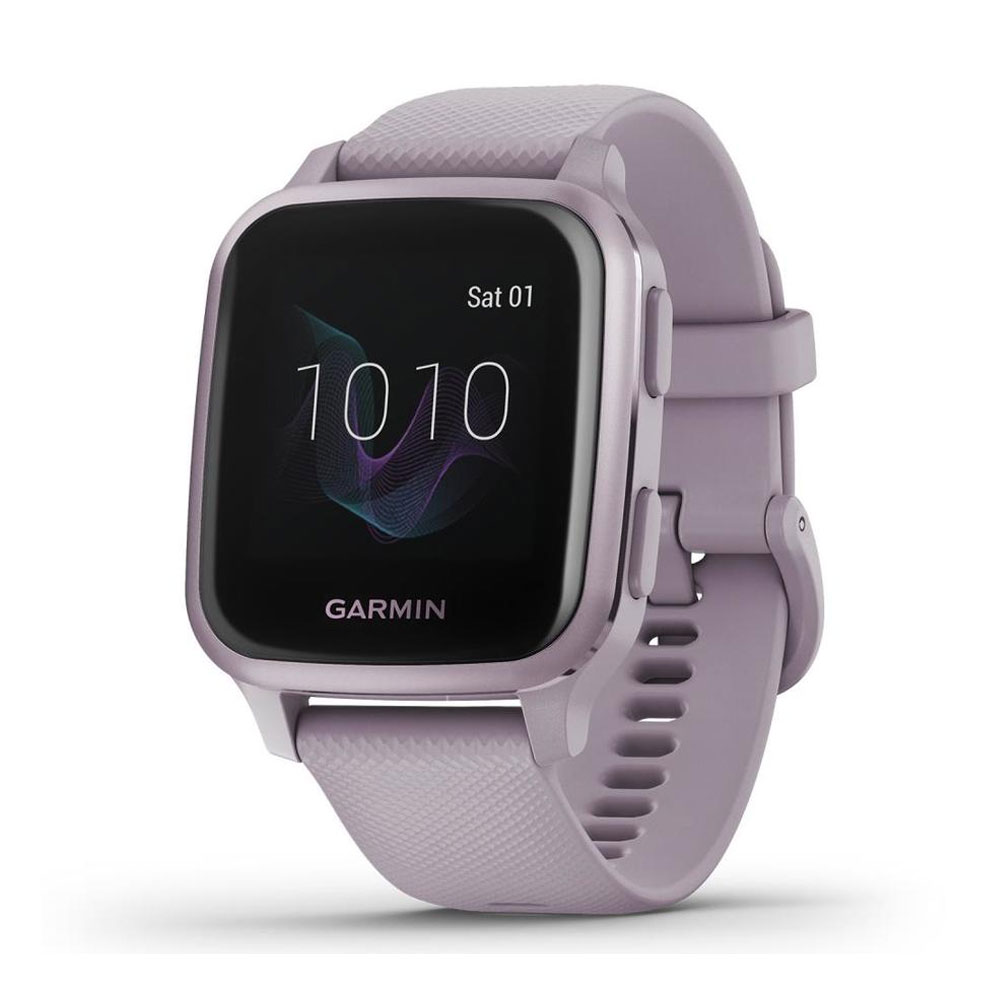 Garmin Venu Sq Metallic Orchid Aluminium Bezel with Orchid Case and Silicone Band