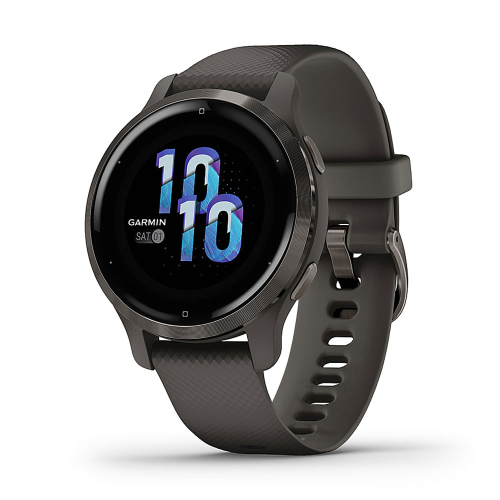 Garmin Venu 2S Slate Stainless Steel Bezel with Graphite Case and Silicone Band 010-02429-00