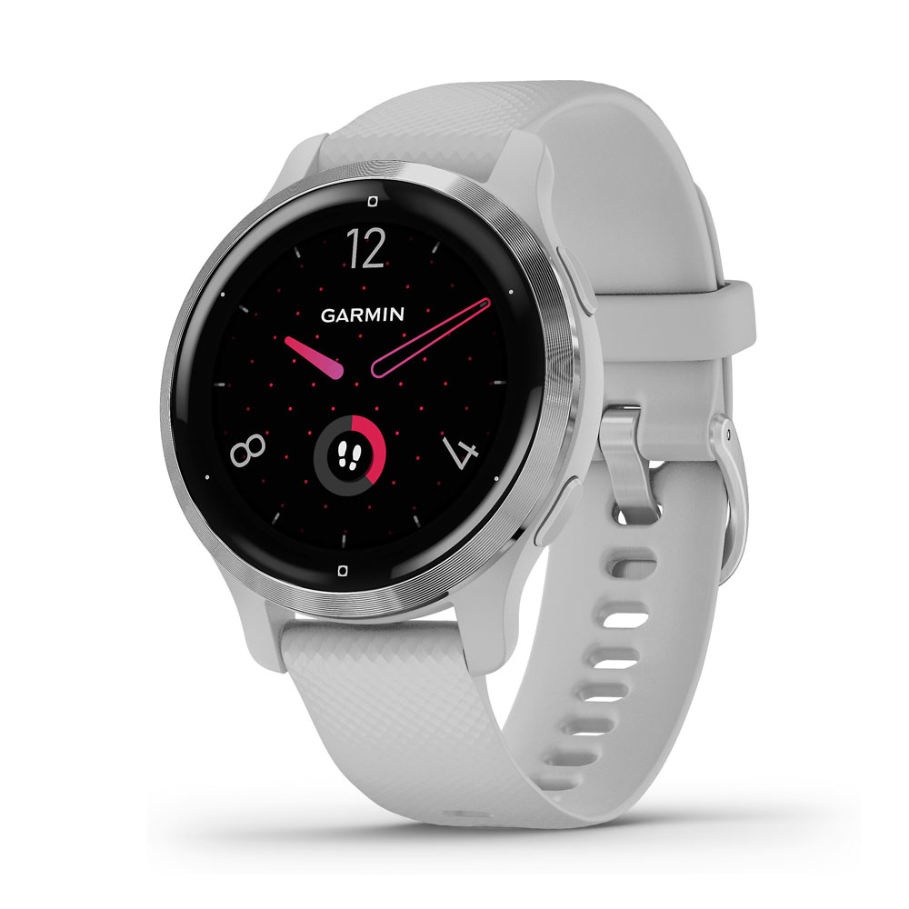 Garmin Venu 2S Silver Stainless Steel Bezel with Mist Gray Case and Silicone Band 010-02429-02