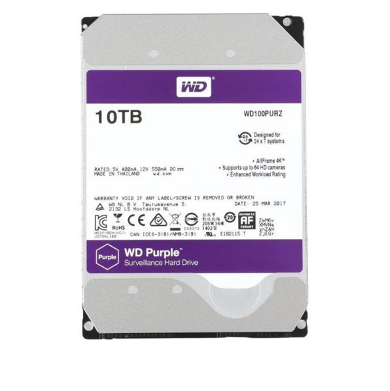 Western Digital Purple WD100PURZ Internal Hard Drive - 10TB