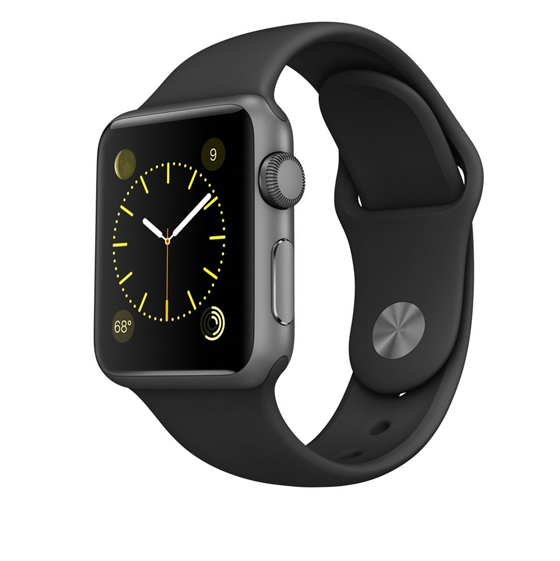 Apple Watch Space Gray Aluminum Case with Black Sport Band Smart Watch