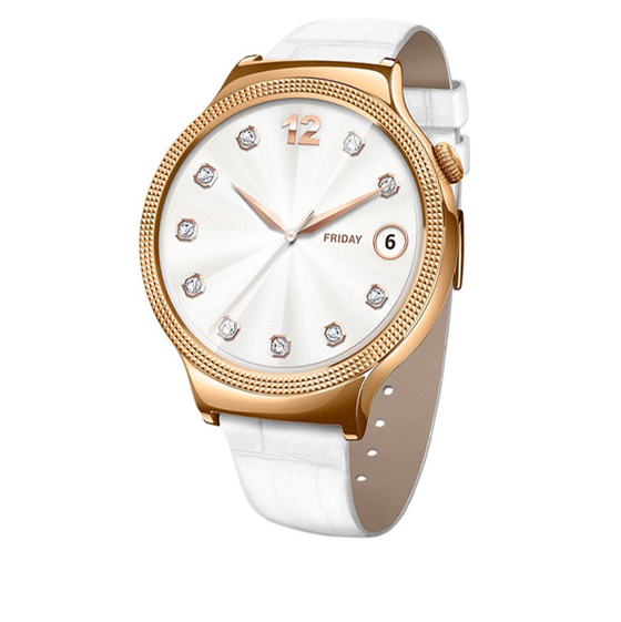 Huawei Watch Rose Gold Case with White Leather Band for Women SmartWatch