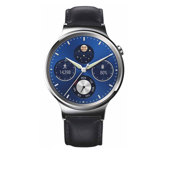 Huawei Watch Silver Steel Case With Black Leather Band Smart Watch