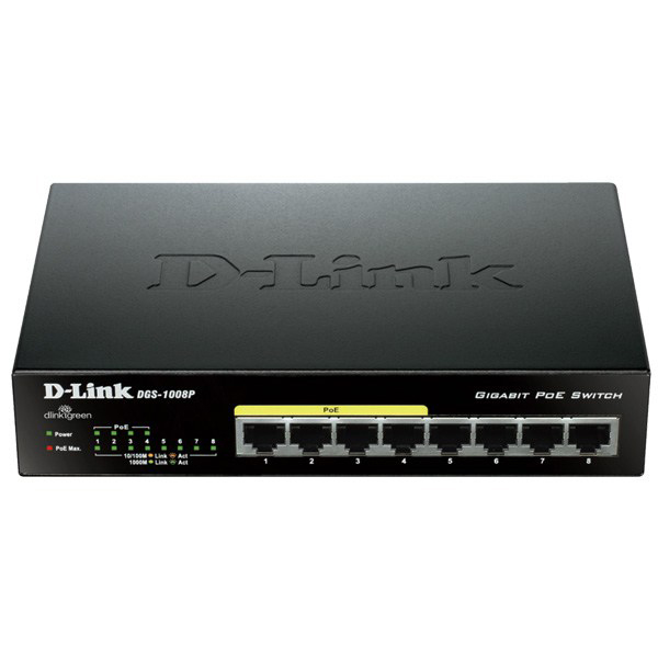 D-Link DGS-1008P 8-Port Gigabit PoE Unmanaged Switch