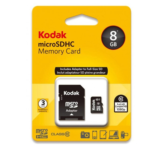 Kodak UHS-I U1 Class 10 30MBps microSDHC With Adapter - 8GB