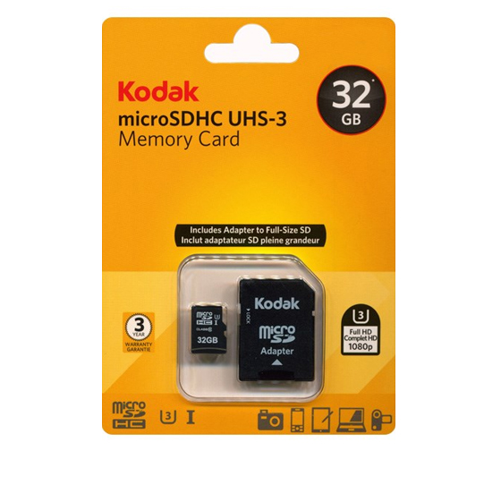 Kodak UHS-I U3 Class 10 90MBps microSDHC With Adapter - 32GB