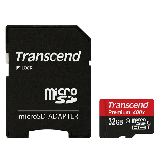 Transcend Premium UHS-I U1 Class 10 400X 60MBps microSDHC With Adapter - 32GB