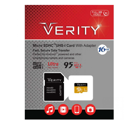 VERITY Class 10 U1 95MBps microSDXC With Adapter - 16GB