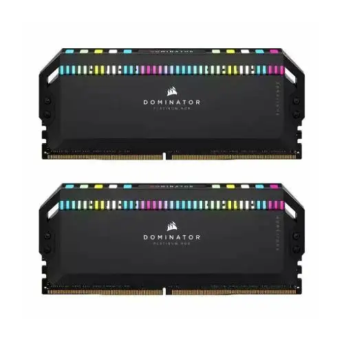 رم دوکاناله کامپیوتر کرسیر Dominator Platinum RGB DDR5 با حافظه 32 گیگابایت و فرکانس 6000 مگاهرتز CORSAIR Dominator Platinum RGB 32GB 16GBx2 6000MHz CL36 DDR5 Dual Channel Ram